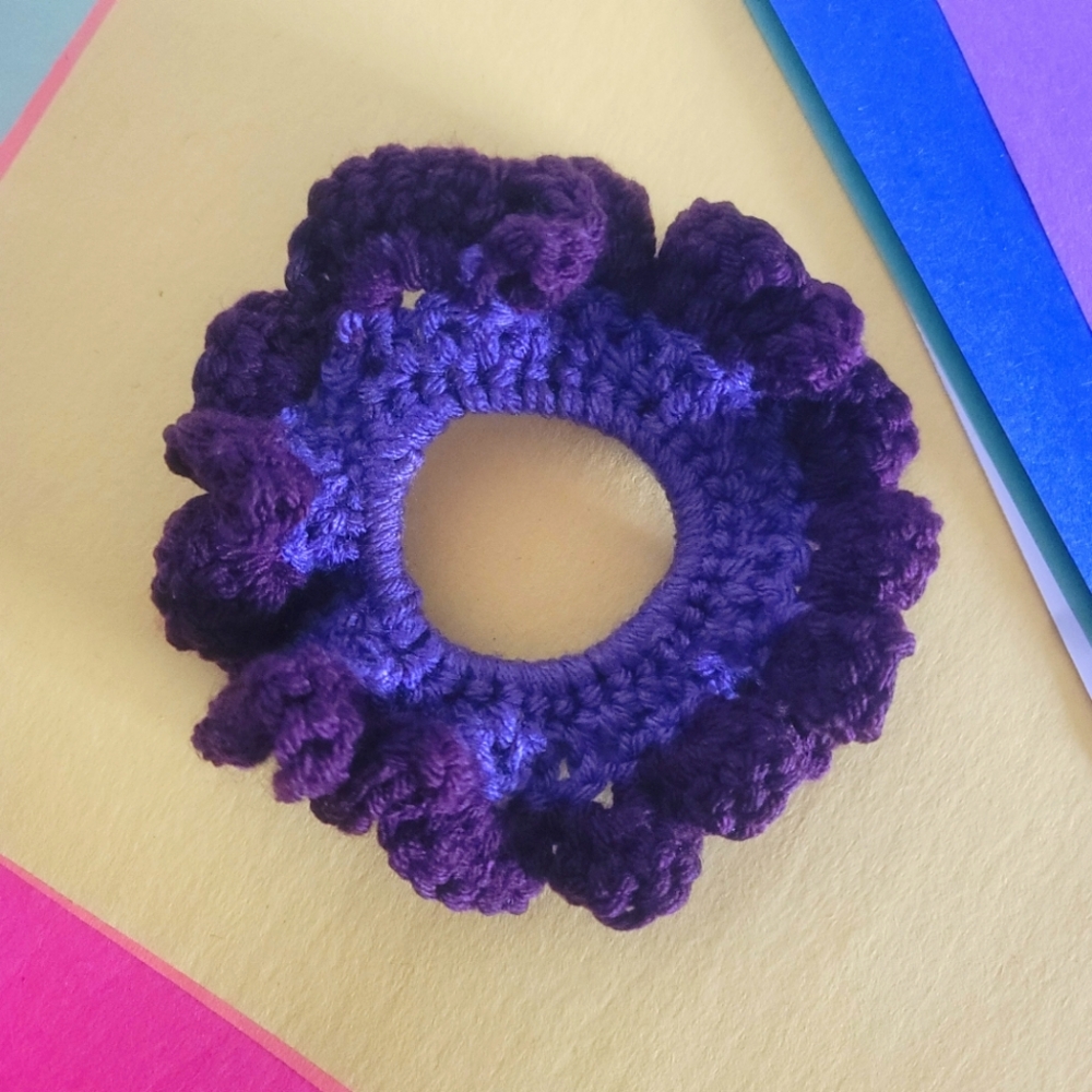 Handmade Purple Crochet Scunchie